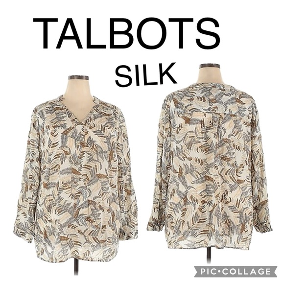 Talbots Size XL, long-sleeved silk blouse - Picture 1 of 11